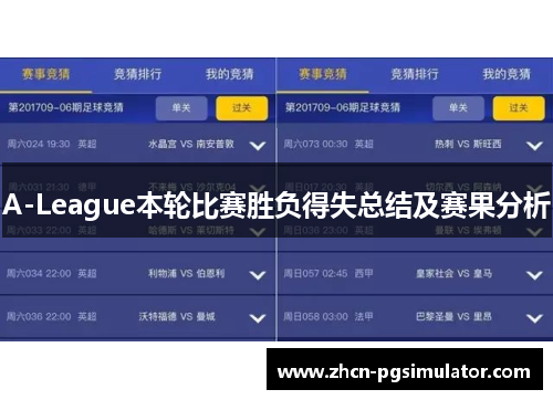 A-League本轮比赛胜负得失总结及赛果分析